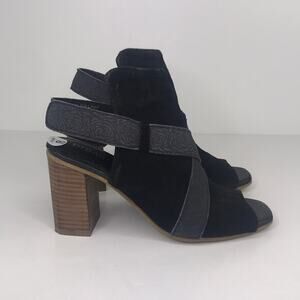 Diba True Lava Lamp Shooties Open Peep Toe Black Suede Booties Size 8